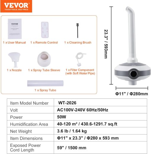 Humidificador Vevor para Salas, invernaderos, Cultivo Indoor