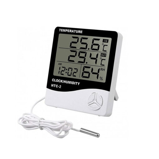 Termohigrometro y Reloj con sonda HTC-2
